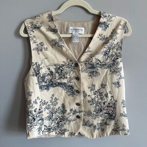 Liz Claiborne Floral Print Tan Silk Vest